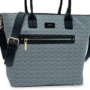 Trina Turk Large Shoulder Tote Bag/ Purse Black/white W/detachable Strap